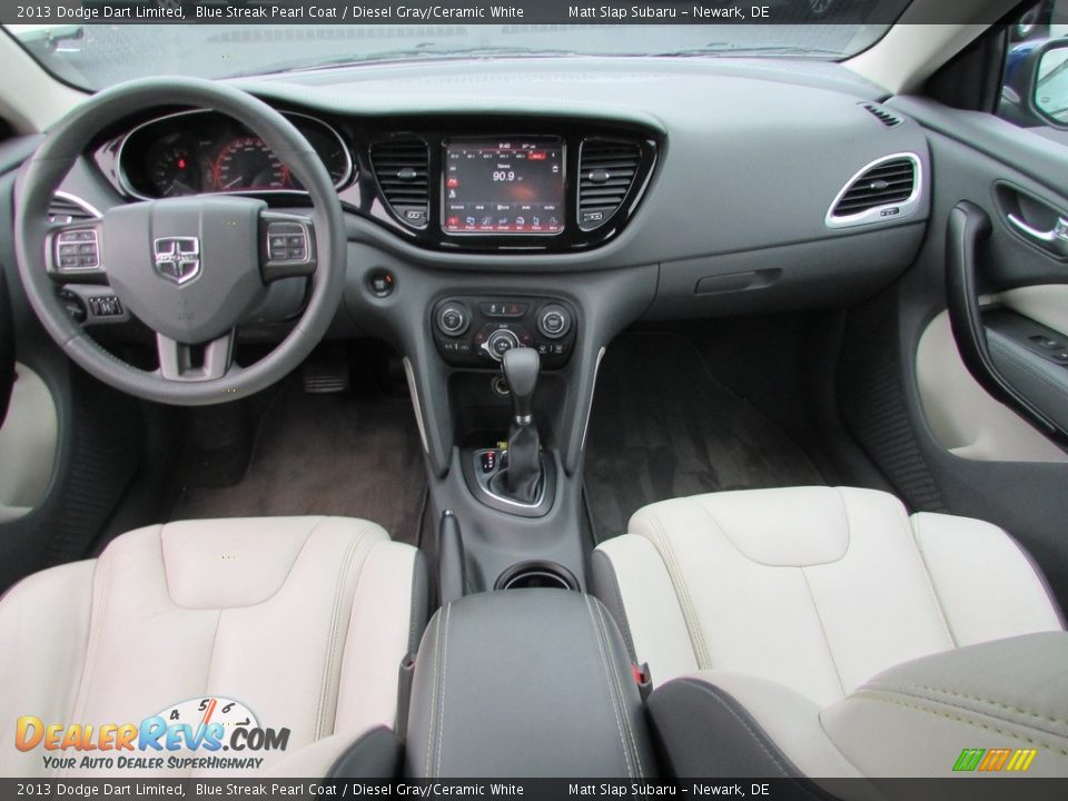 2013 Dodge Dart Limited Blue Streak Pearl Coat / Diesel Gray/Ceramic White Photo #24