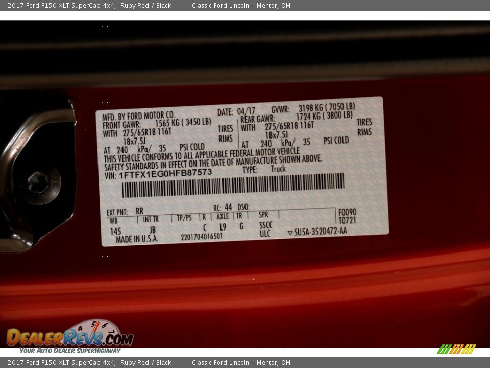 2017 Ford F150 XLT SuperCab 4x4 Ruby Red / Black Photo #23