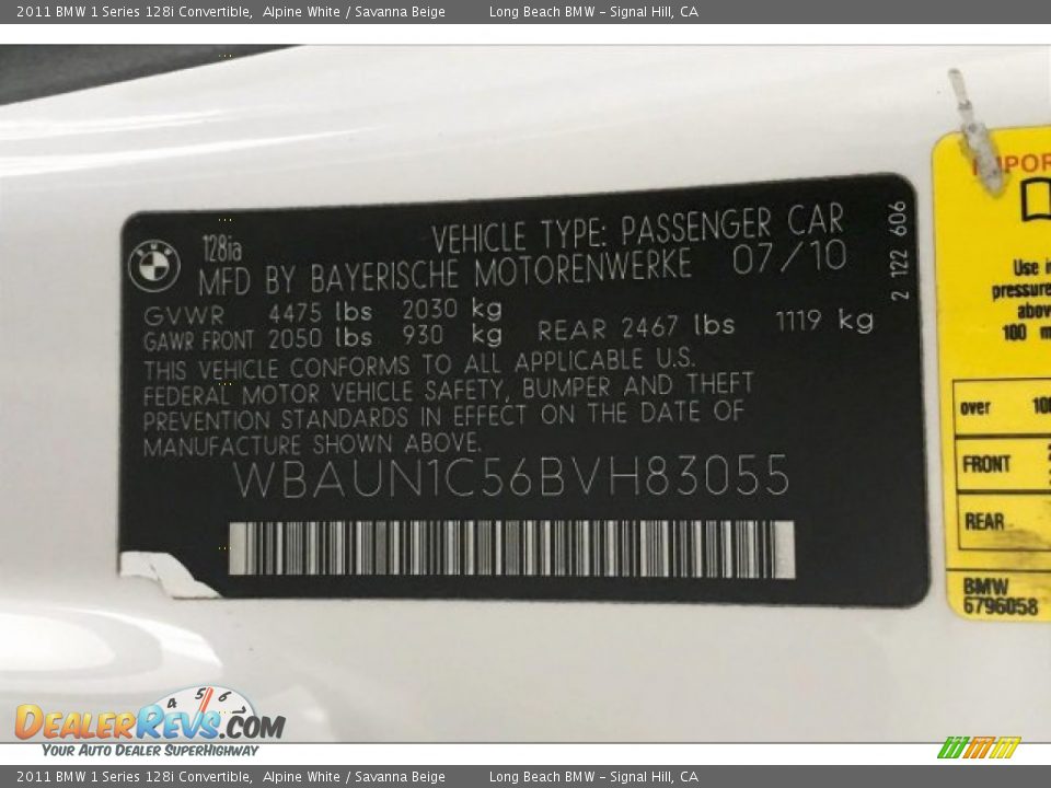2011 BMW 1 Series 128i Convertible Alpine White / Savanna Beige Photo #18