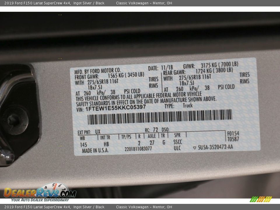 2019 Ford F150 Lariat SuperCrew 4x4 Ingot Silver / Black Photo #29
