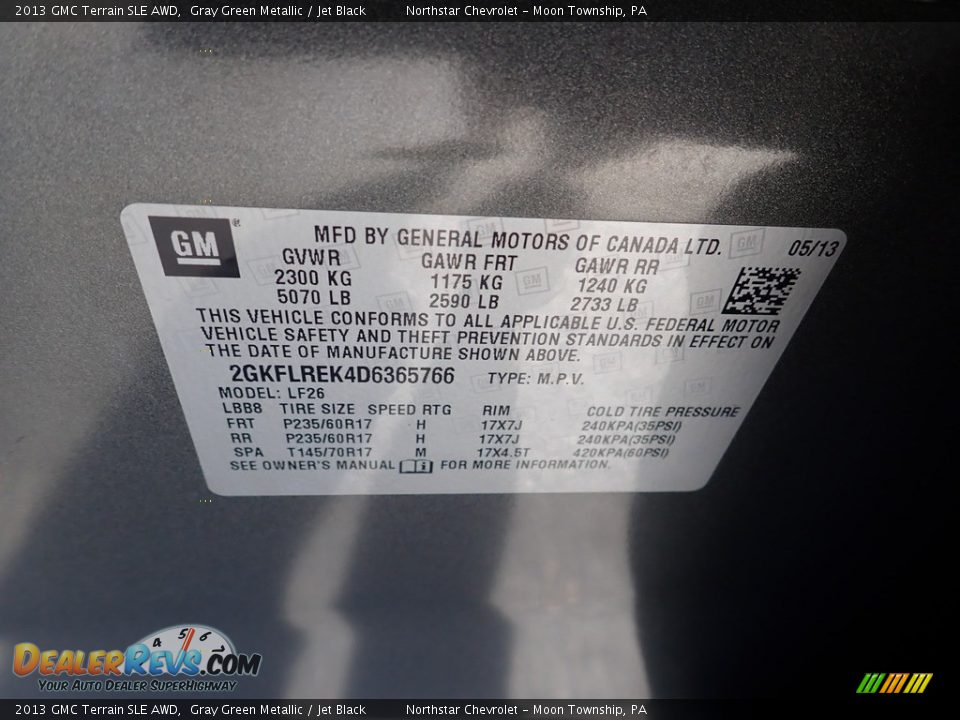 2013 GMC Terrain SLE AWD Gray Green Metallic / Jet Black Photo #28