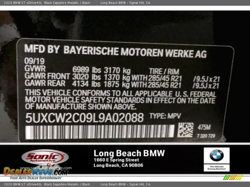 2020 BMW X7 xDrive40i Black Sapphire Metallic / Black Photo #11