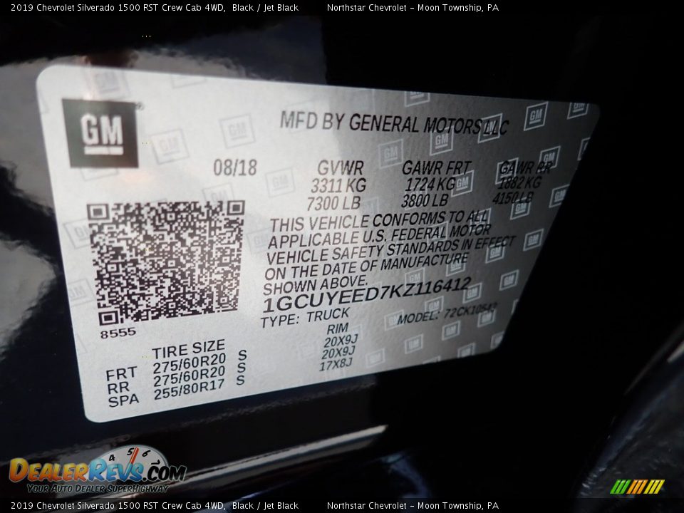 2019 Chevrolet Silverado 1500 RST Crew Cab 4WD Black / Jet Black Photo #18