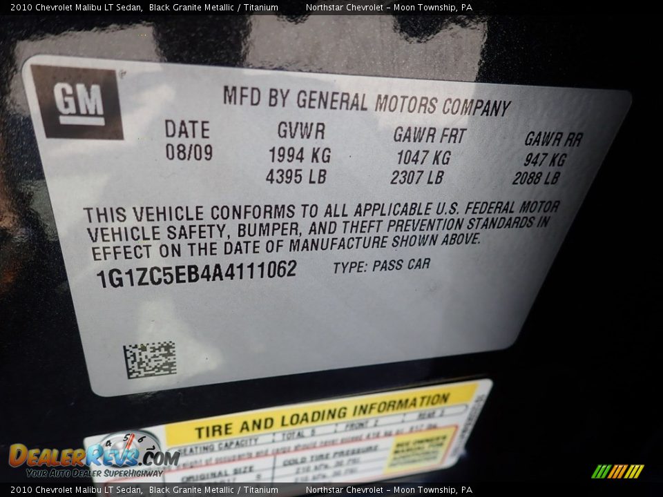 2010 Chevrolet Malibu LT Sedan Black Granite Metallic / Titanium Photo #14