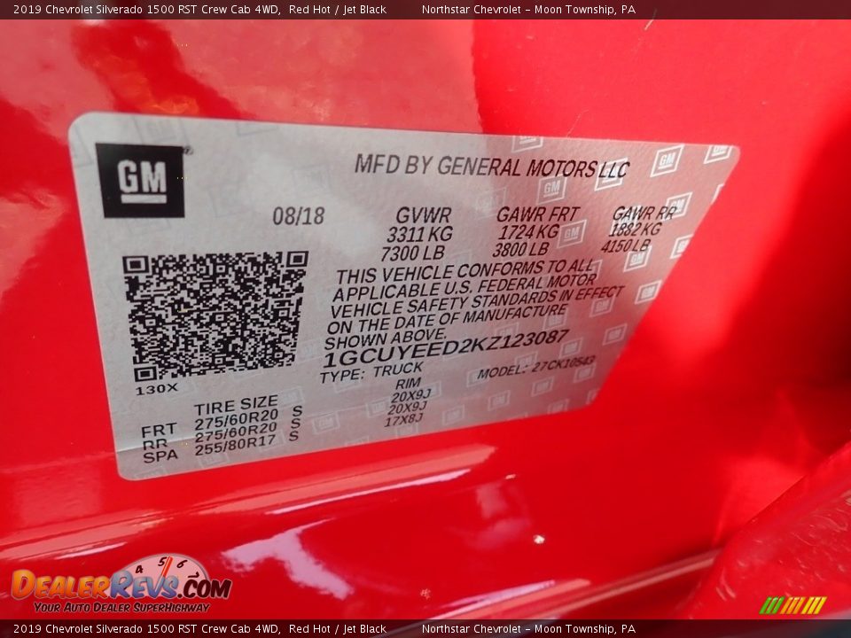 2019 Chevrolet Silverado 1500 RST Crew Cab 4WD Red Hot / Jet Black Photo #18