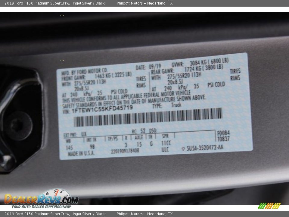 2019 Ford F150 Platinum SuperCrew Ingot Silver / Black Photo #26