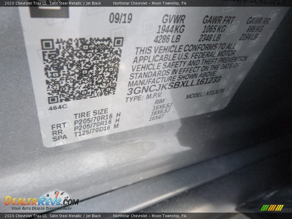 2020 Chevrolet Trax LS Satin Steel Metallic / Jet Black Photo #15