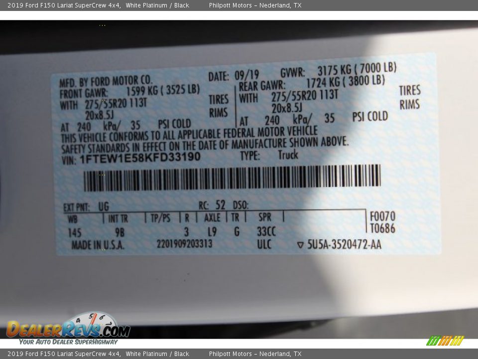 2019 Ford F150 Lariat SuperCrew 4x4 White Platinum / Black Photo #25