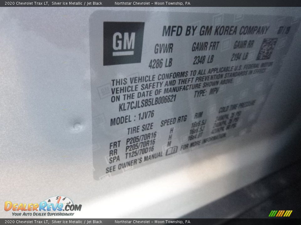 2020 Chevrolet Trax LT Silver Ice Metallic / Jet Black Photo #16