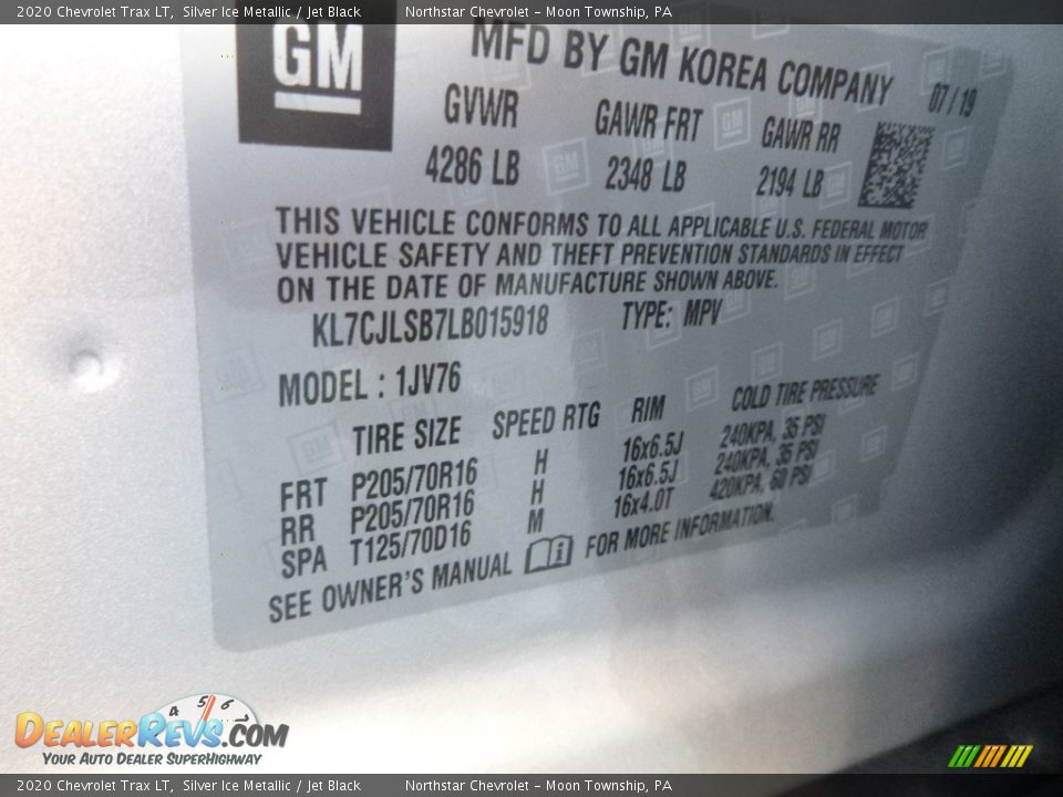 2020 Chevrolet Trax LT Silver Ice Metallic / Jet Black Photo #15