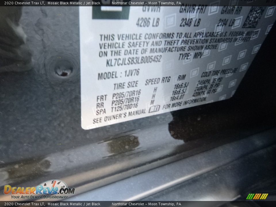 2020 Chevrolet Trax LT Mosaic Black Metallic / Jet Black Photo #15