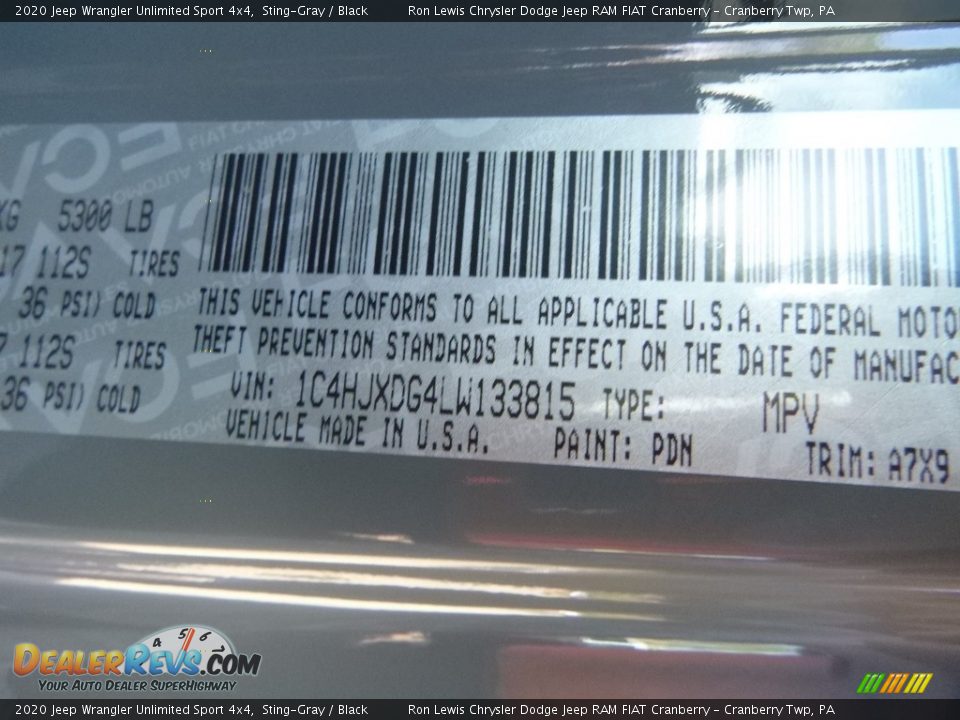 2020 Jeep Wrangler Unlimited Sport 4x4 Sting-Gray / Black Photo #16