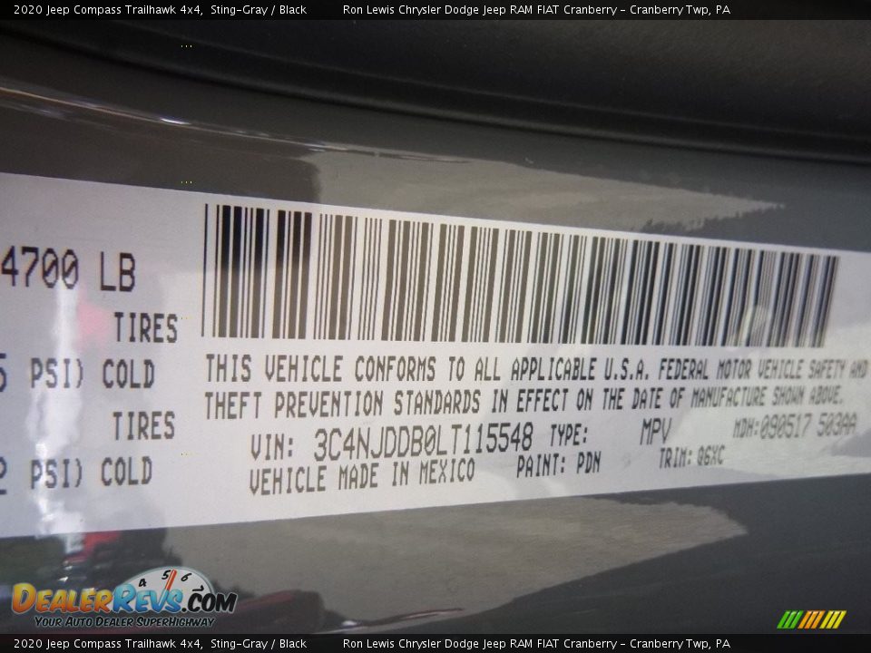 2020 Jeep Compass Trailhawk 4x4 Sting-Gray / Black Photo #16