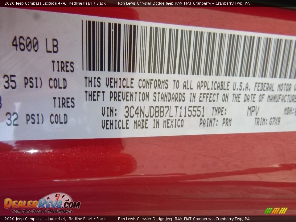 2020 Jeep Compass Latitude 4x4 Redline Pearl / Black Photo #15