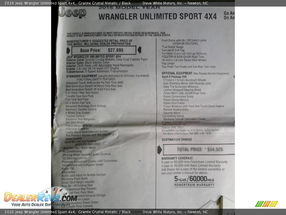 2016 Jeep Wrangler Unlimited Sport 4x4 Granite Crystal Metallic / Black Photo #31