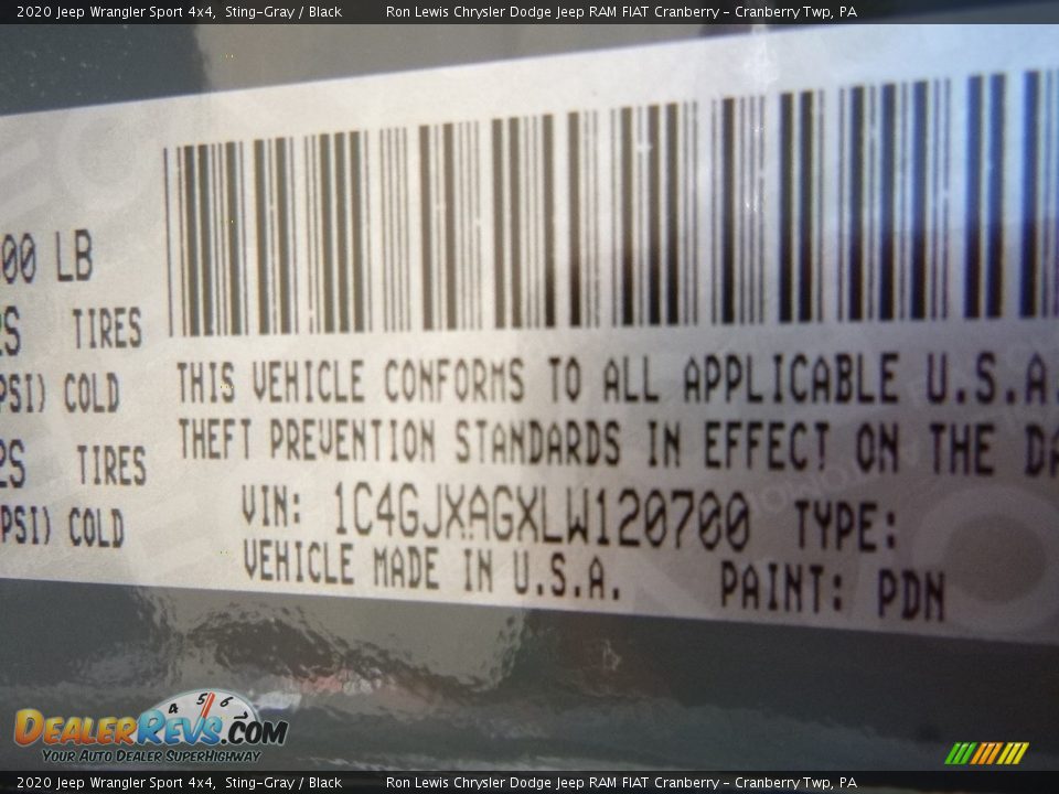 2020 Jeep Wrangler Sport 4x4 Sting-Gray / Black Photo #15