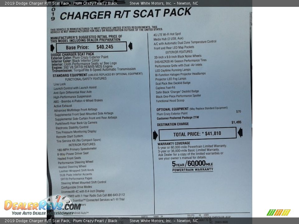 2019 Dodge Charger R/T Scat Pack Plum Crazy Pearl / Black Photo #36