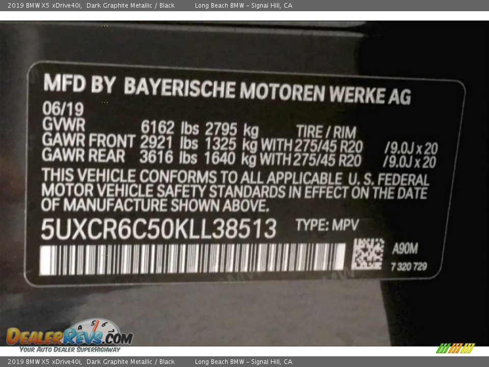 2019 BMW X5 xDrive40i Dark Graphite Metallic / Black Photo #19