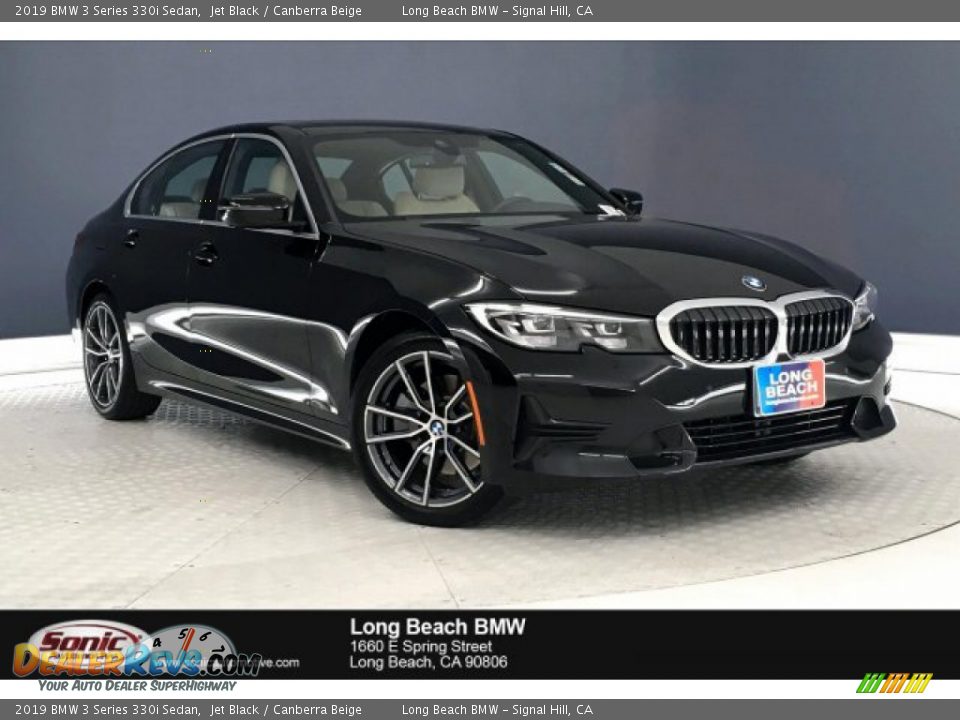 2019 BMW 3 Series 330i Sedan Jet Black / Canberra Beige Photo #1