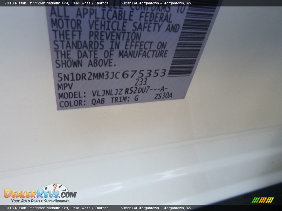 2018 Nissan Pathfinder Platinum 4x4 Pearl White / Charcoal Photo #16