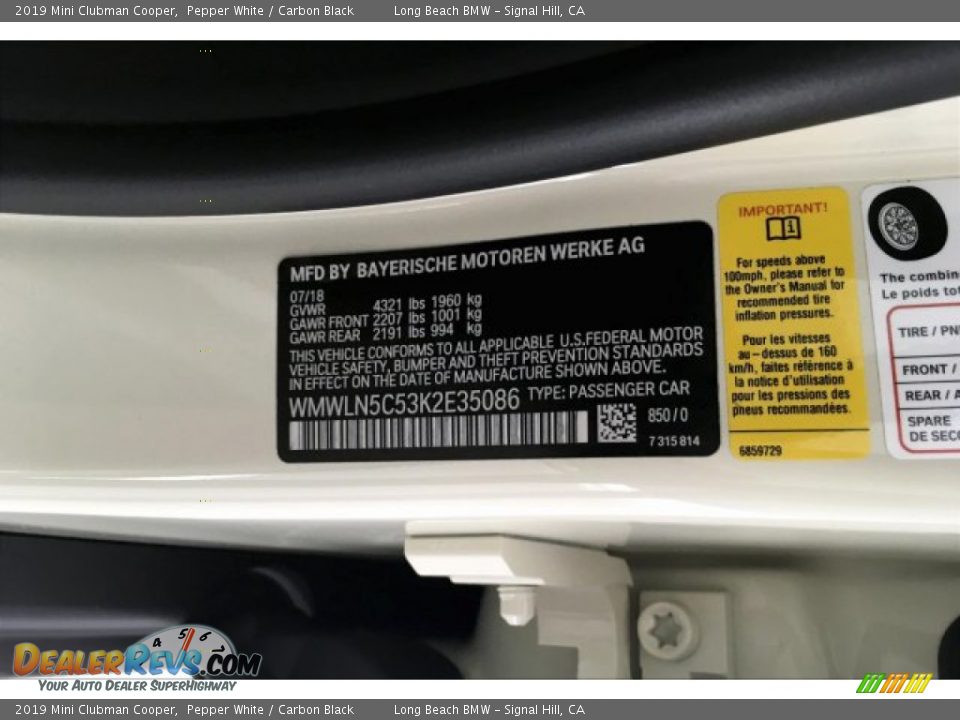 2019 Mini Clubman Cooper Pepper White / Carbon Black Photo #19
