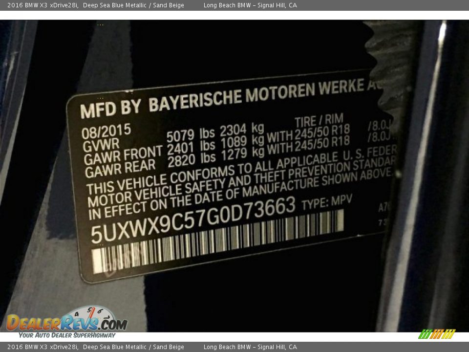 2016 BMW X3 xDrive28i Deep Sea Blue Metallic / Sand Beige Photo #19