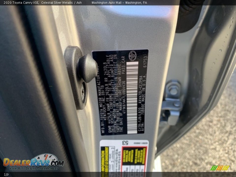 Toyota Color Code 1J9 Celestial Silver Metallic