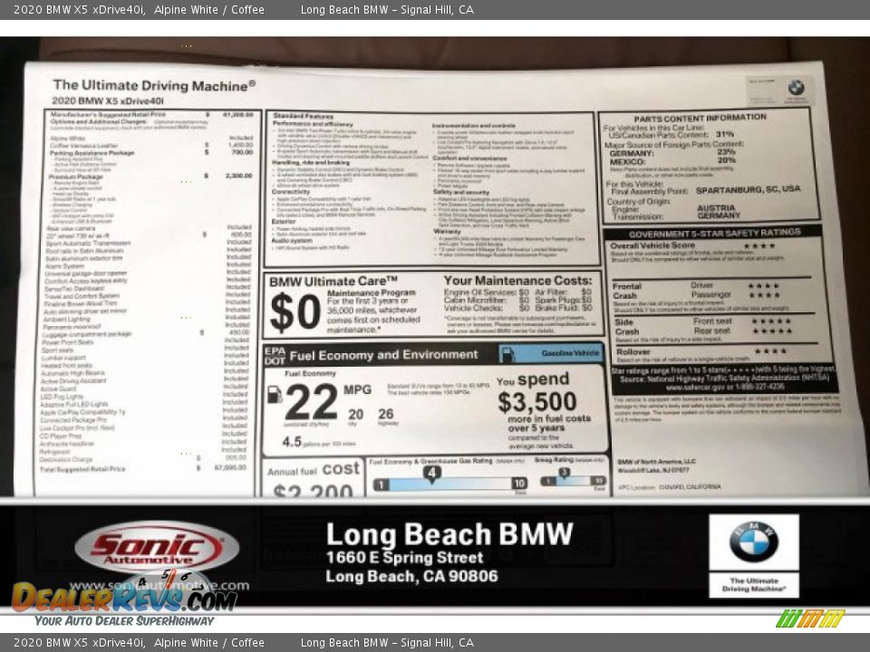 2020 BMW X5 xDrive40i Alpine White / Coffee Photo #10