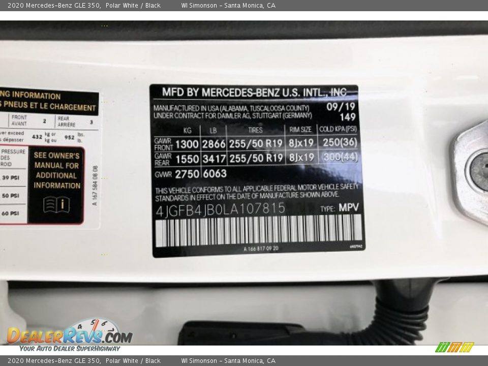 2020 Mercedes-Benz GLE 350 Polar White / Black Photo #11