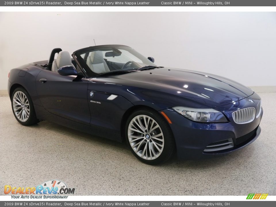 2009 BMW Z4 sDrive35i Roadster Deep Sea Blue Metallic / Ivory White Nappa Leather Photo #1