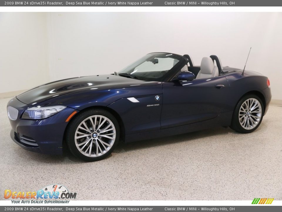 2009 BMW Z4 sDrive35i Roadster Deep Sea Blue Metallic / Ivory White Nappa Leather Photo #3