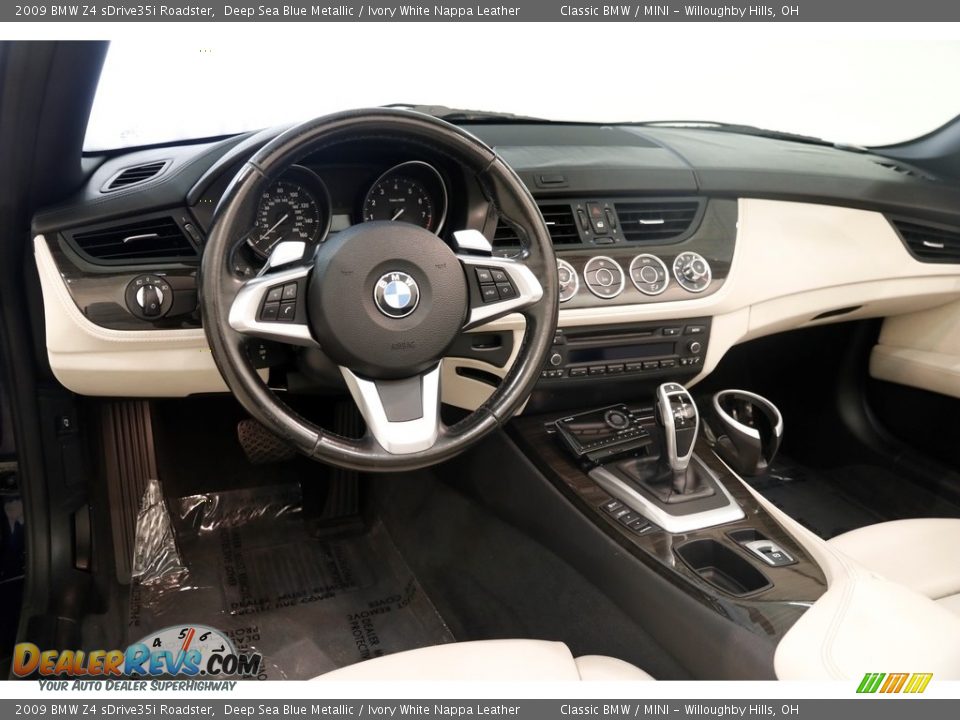 2009 BMW Z4 sDrive35i Roadster Deep Sea Blue Metallic / Ivory White Nappa Leather Photo #6