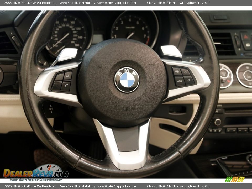 2009 BMW Z4 sDrive35i Roadster Deep Sea Blue Metallic / Ivory White Nappa Leather Photo #7