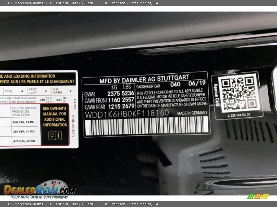 2019 Mercedes-Benz E 450 Cabriolet Black / Black Photo #11