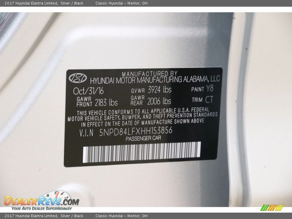 2017 Hyundai Elantra Limited Silver / Black Photo #20