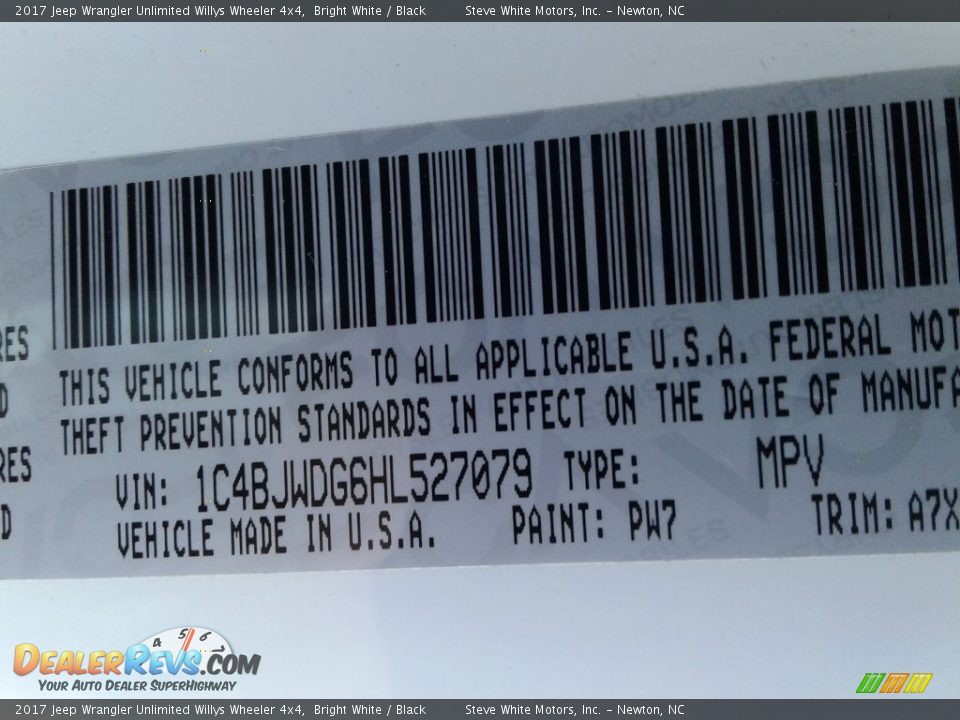 2017 Jeep Wrangler Unlimited Willys Wheeler 4x4 Bright White / Black Photo #29
