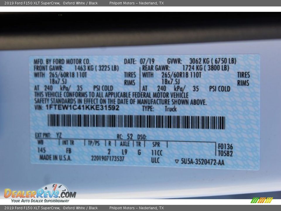 2019 Ford F150 XLT SuperCrew Oxford White / Black Photo #23