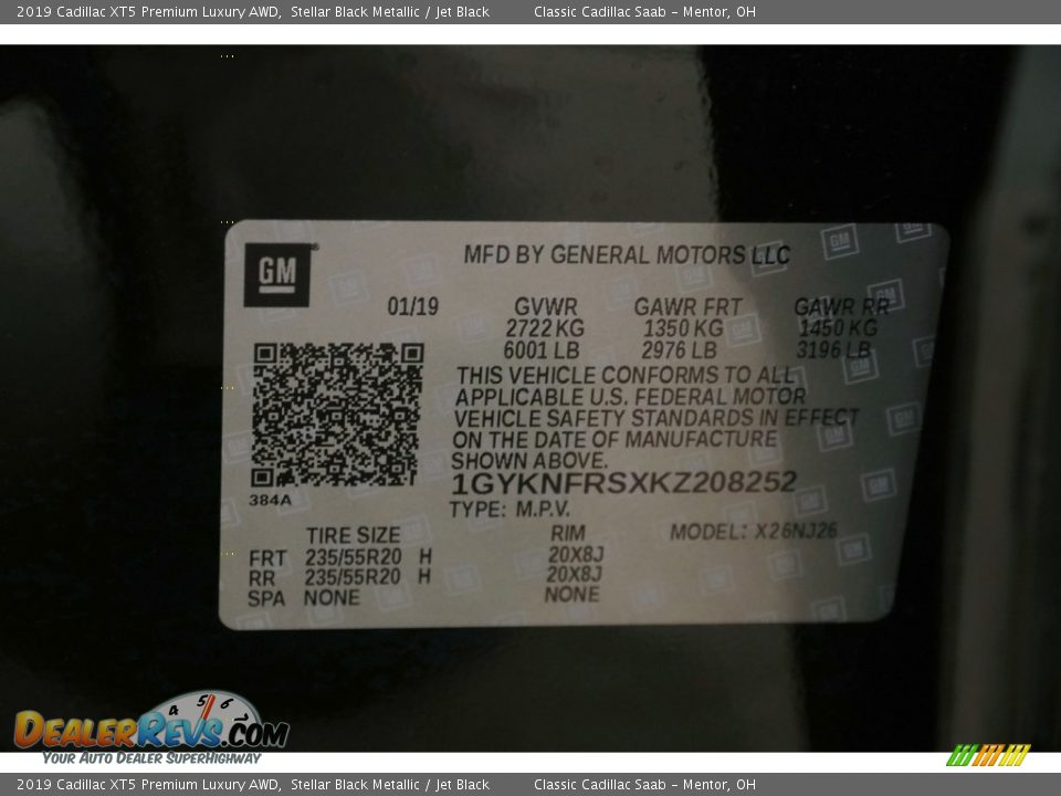 2019 Cadillac XT5 Premium Luxury AWD Stellar Black Metallic / Jet Black Photo #26