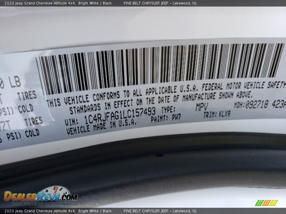 2020 Jeep Grand Cherokee Altitude 4x4 Bright White / Black Photo #9