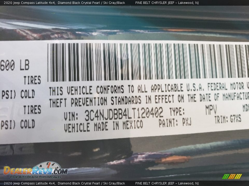 2020 Jeep Compass Latitude 4x4 Diamond Black Crystal Pearl / Ski Gray/Black Photo #9