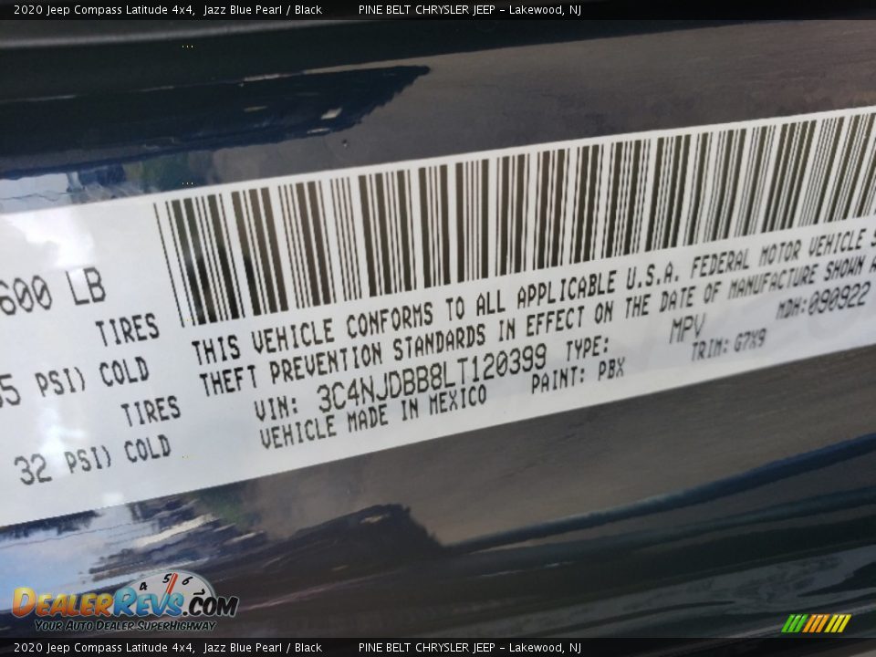 2020 Jeep Compass Latitude 4x4 Jazz Blue Pearl / Black Photo #9