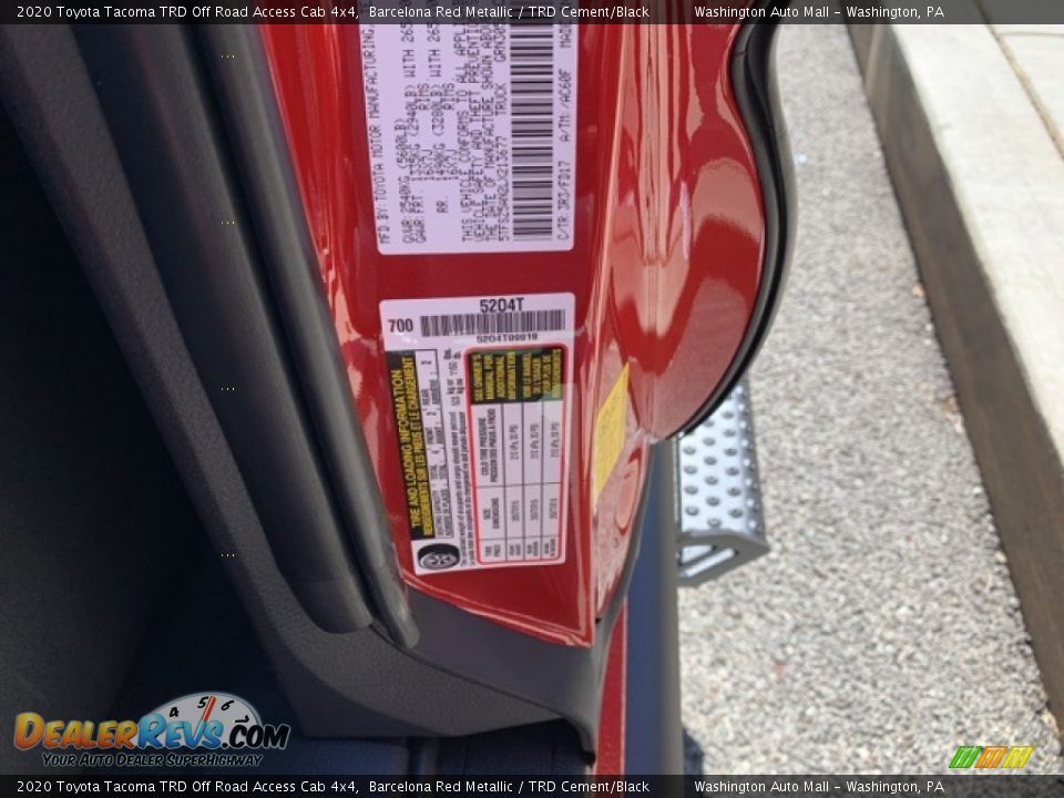 2020 Toyota Tacoma TRD Off Road Access Cab 4x4 Barcelona Red Metallic / TRD Cement/Black Photo #8