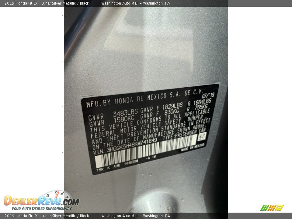 2019 Honda Fit LX Lunar Silver Metallic / Black Photo #9