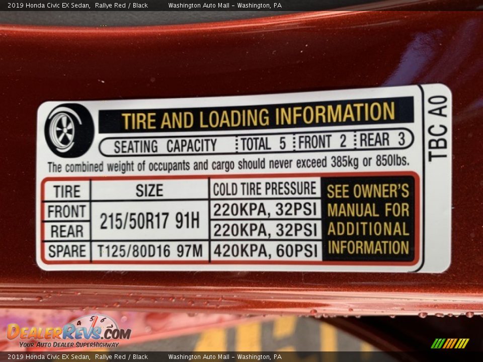 2019 Honda Civic EX Sedan Rallye Red / Black Photo #8