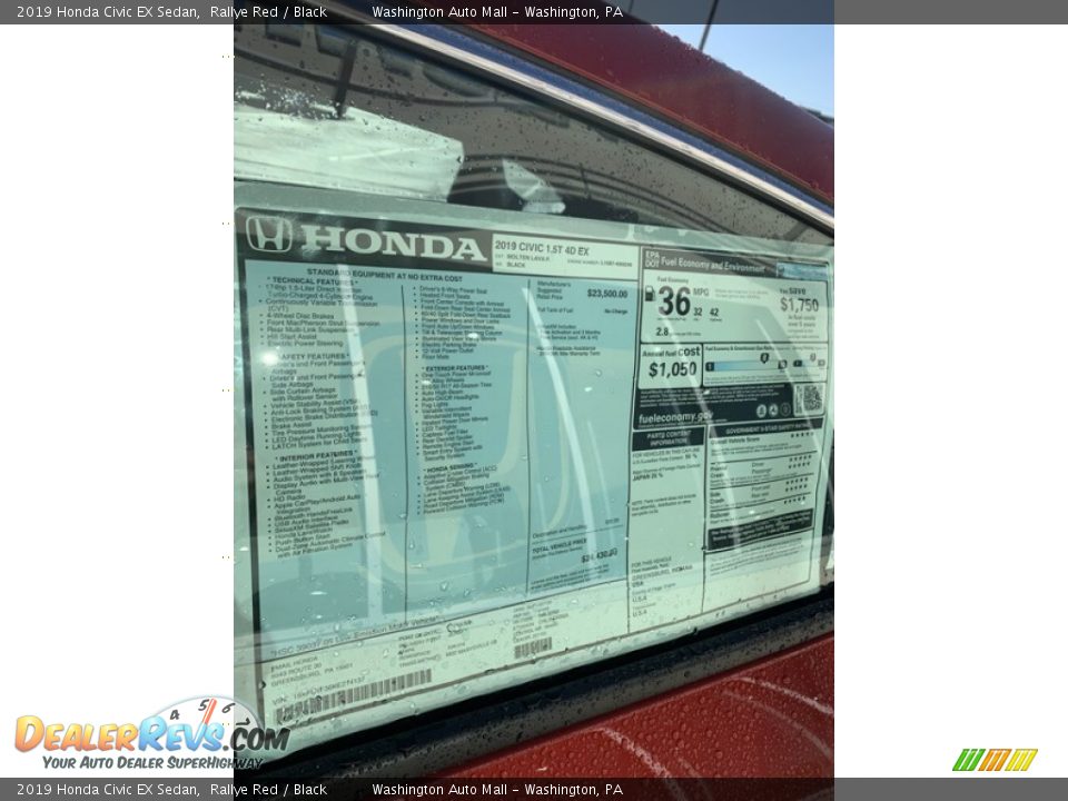 2019 Honda Civic EX Sedan Rallye Red / Black Photo #15