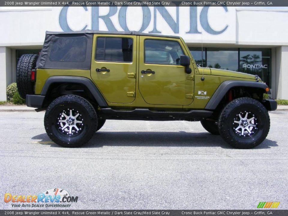 2008 Jeep Wrangler Unlimited X 4x4 Rescue Green Metallic / Dark Slate Gray/Med Slate Gray Photo #1