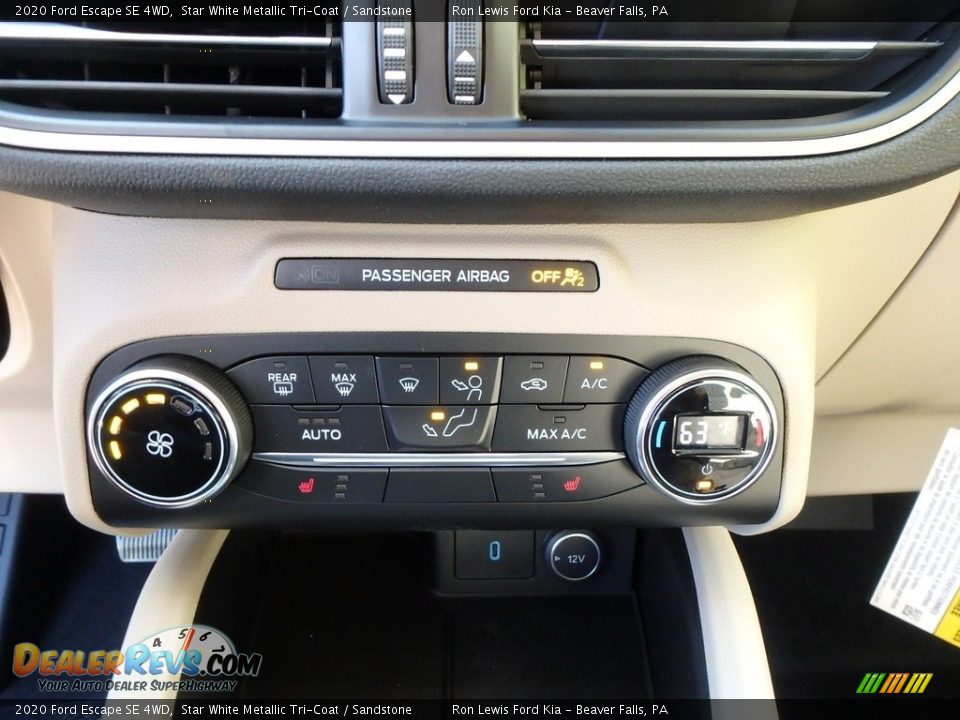2020 Ford Escape SE 4WD Star White Metallic Tri-Coat / Sandstone Photo #18