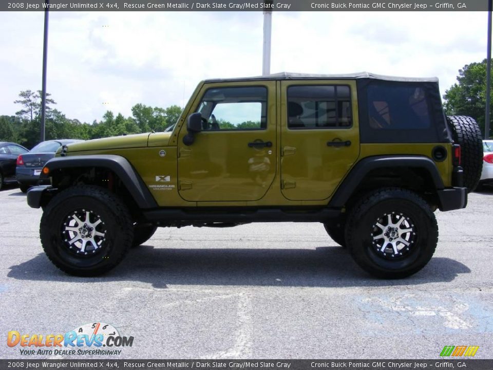 2008 Jeep Wrangler Unlimited X 4x4 Rescue Green Metallic / Dark Slate Gray/Med Slate Gray Photo #5