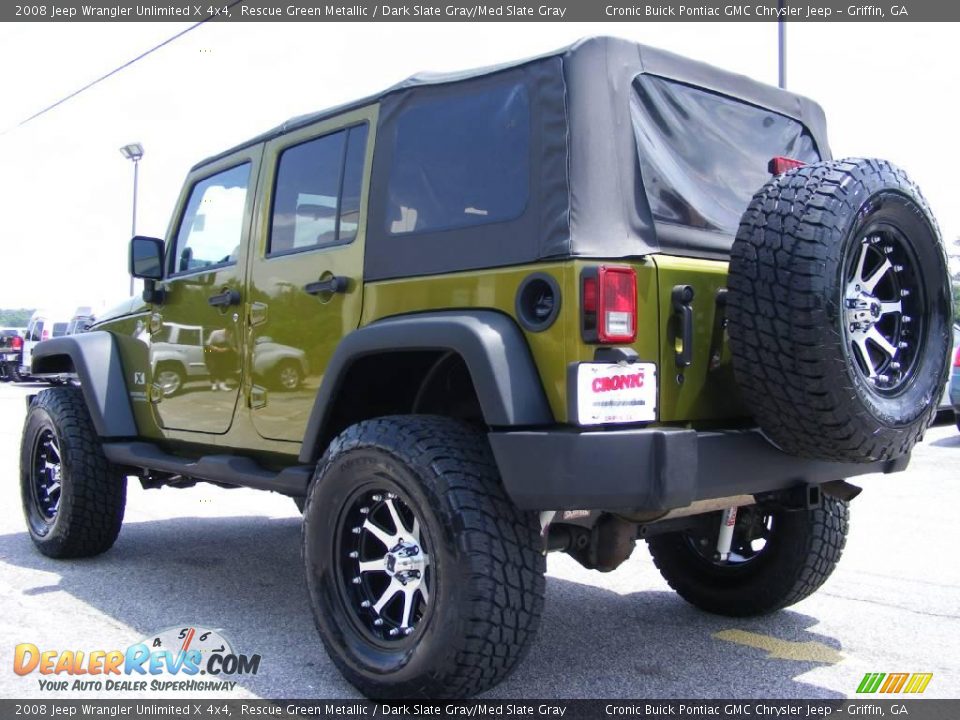 2008 Jeep Wrangler Unlimited X 4x4 Rescue Green Metallic / Dark Slate Gray/Med Slate Gray Photo #6