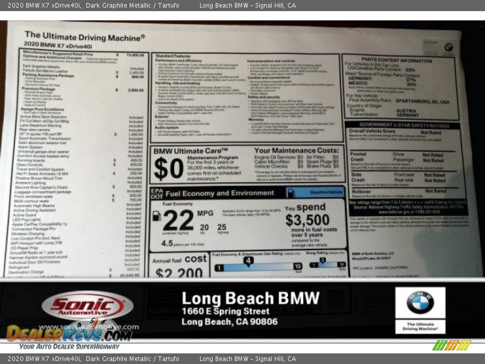 2020 BMW X7 xDrive40i Dark Graphite Metallic / Tartufo Photo #10